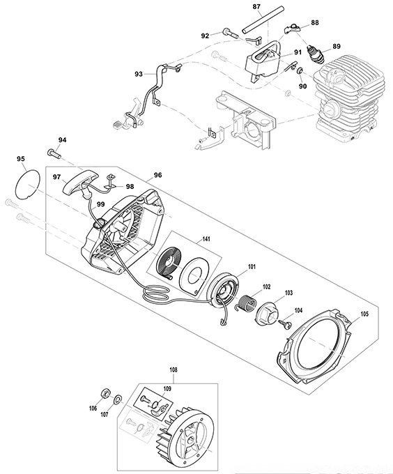Diagram 4 Diagram and Parts List for EA3200SRBB  Makita Chainsaw