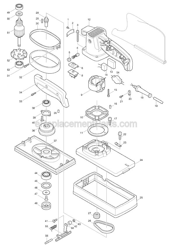 Page A Diagram and Parts List for 9045N  Makita Sander Polisher