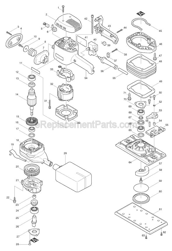 Page A Diagram and Parts List for 9046  Makita Sander Polisher