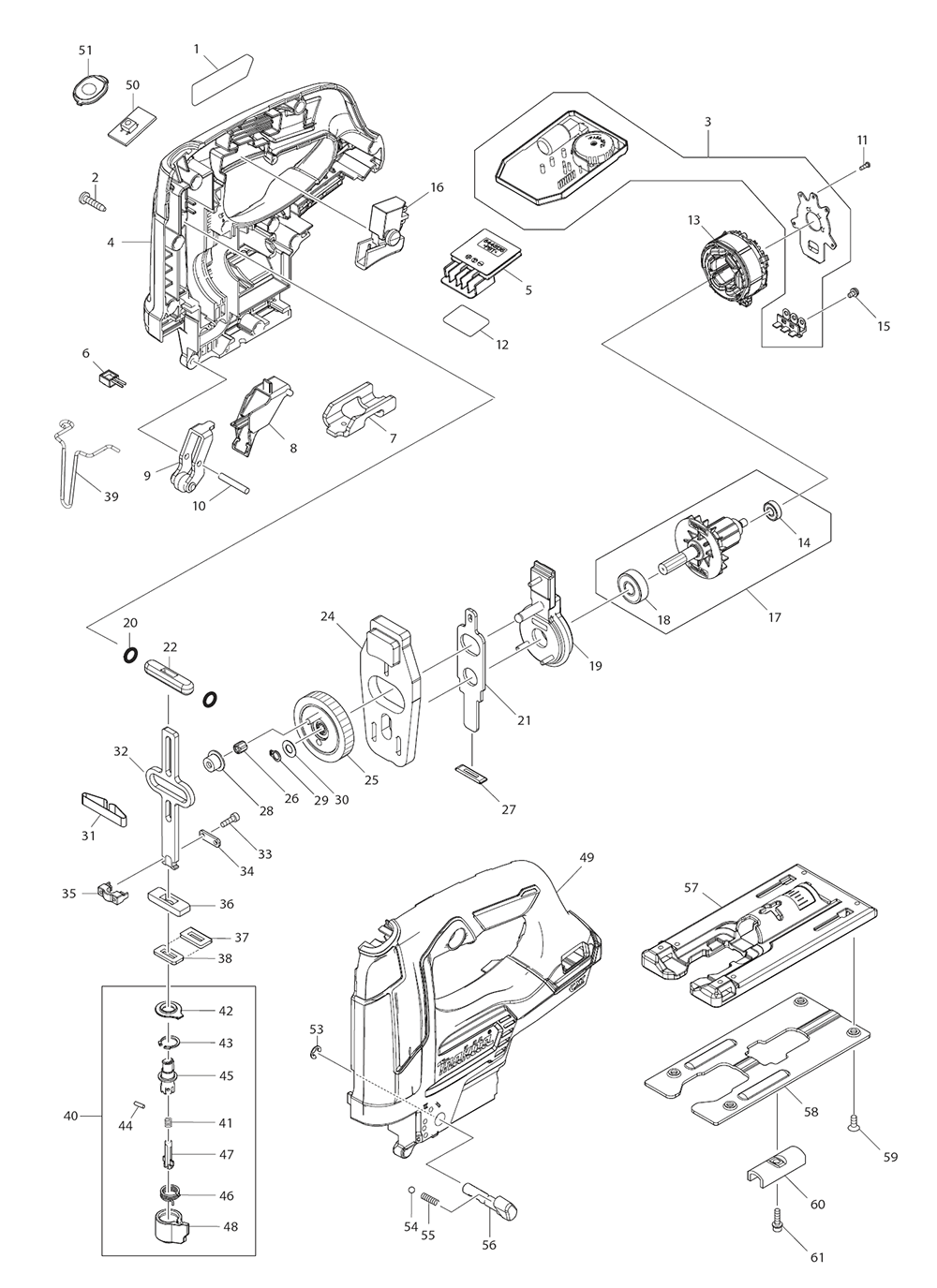 Page 1 Diagram and Parts List for VJ06Z  Makita Saw