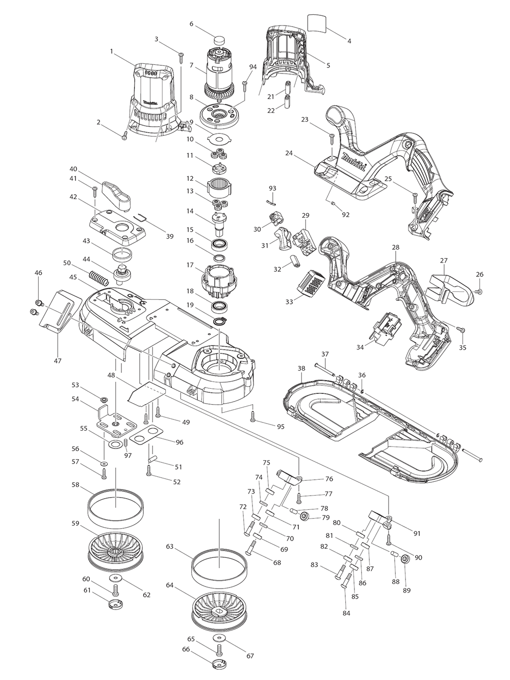 Page 1 Diagram and Parts List for XBP01T  Makita Saw
