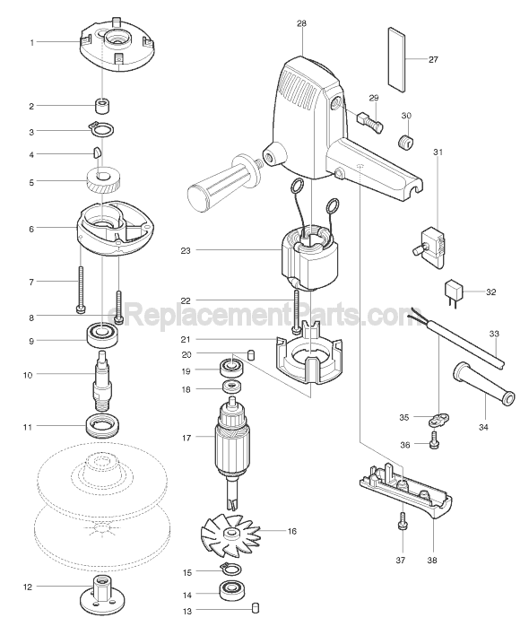 Page A Diagram and Parts List for 9218SB  Makita Sander Polisher