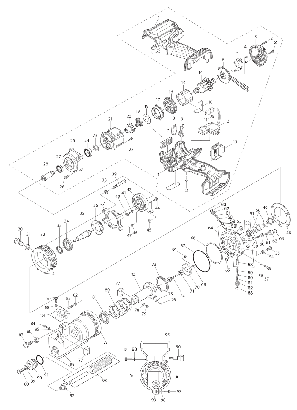 Page 1 Diagram and Parts List for XCS01Z  Makita Saw