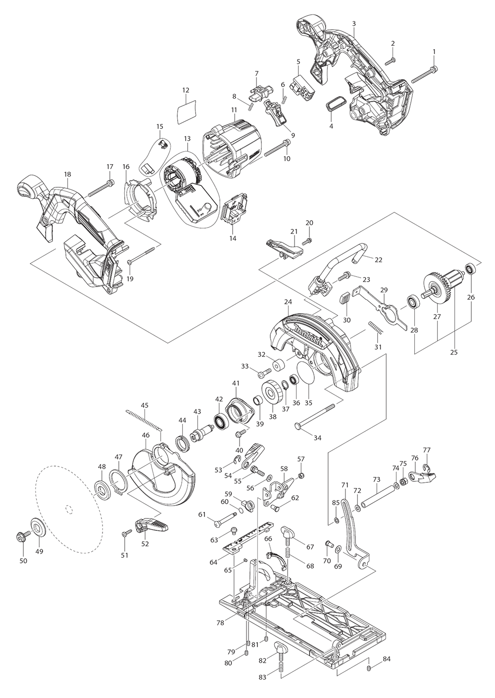 Page 1 Diagram and Parts List for XSH03T  Makita Screwdriver