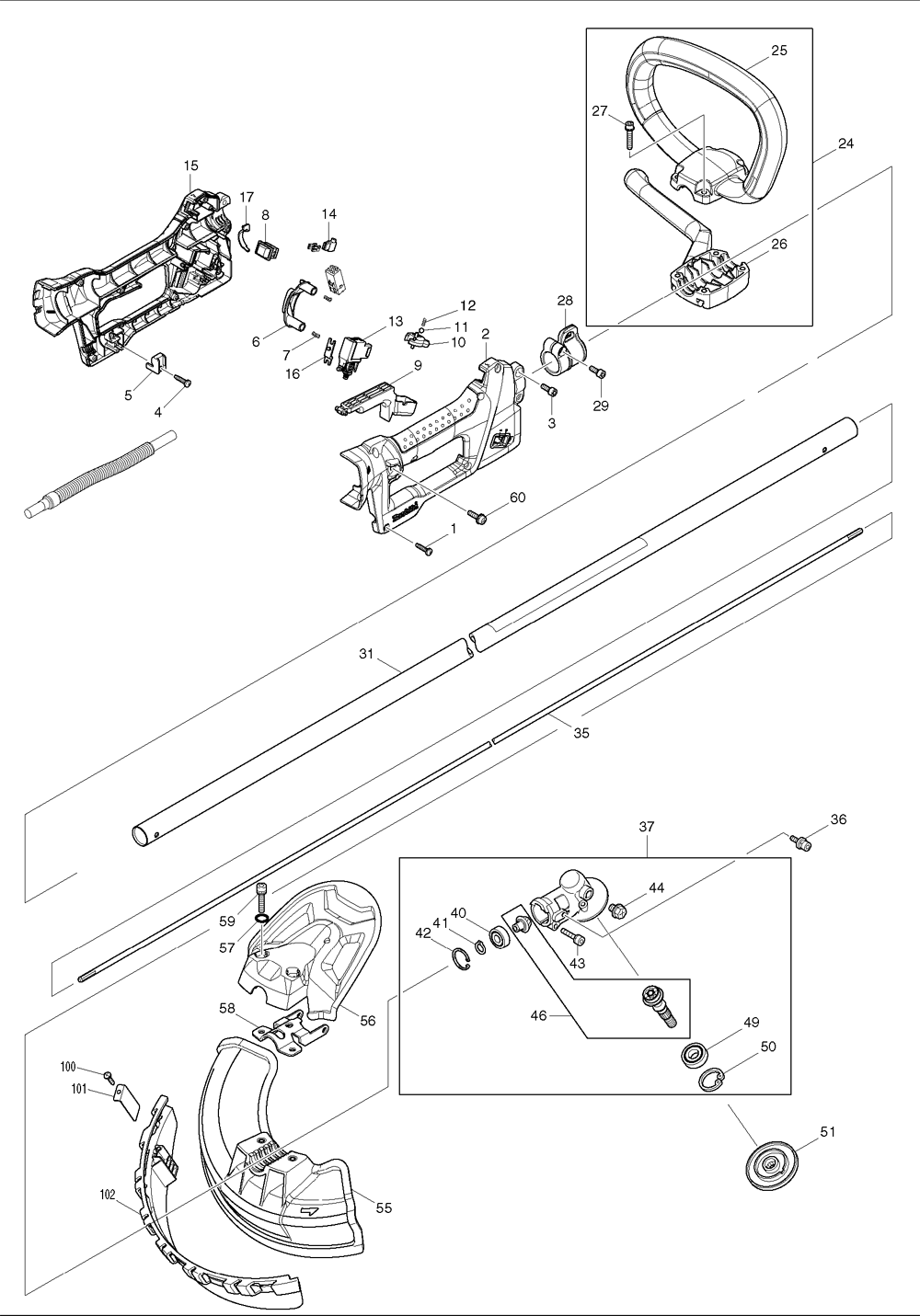 Page 2 Diagram and Parts List for BBC300L  Makita Trimmer