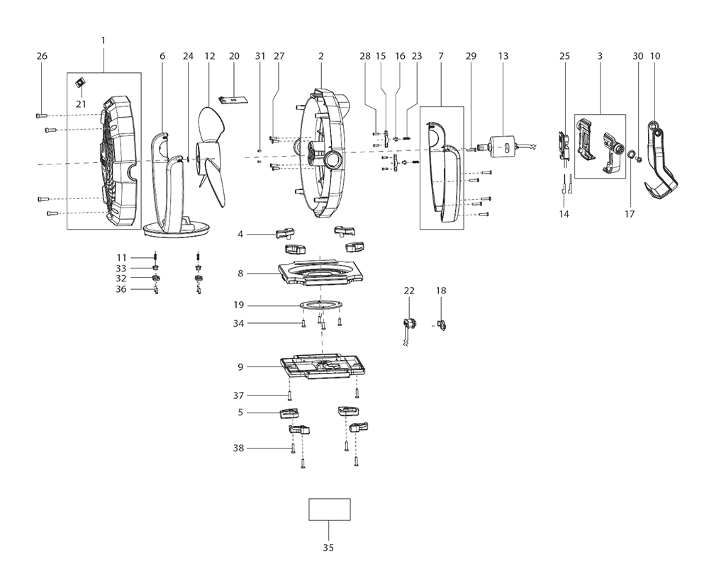 Page 1 Diagram and Parts List for CF100DZ  Makita Fan