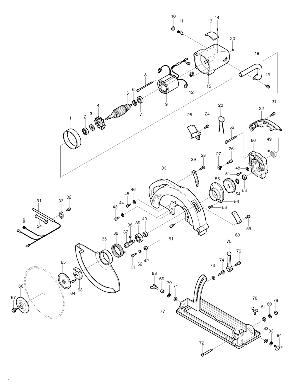 Page 1 Diagram and Parts List for 5401N  Makita Saw