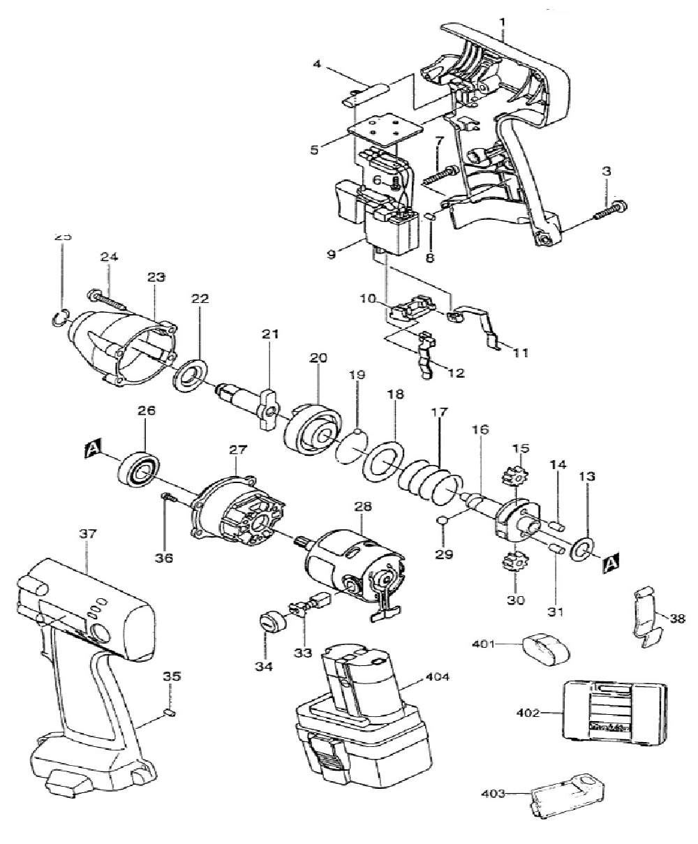 Page 1 Diagram and Parts List for 6909DWA  Makita Drill