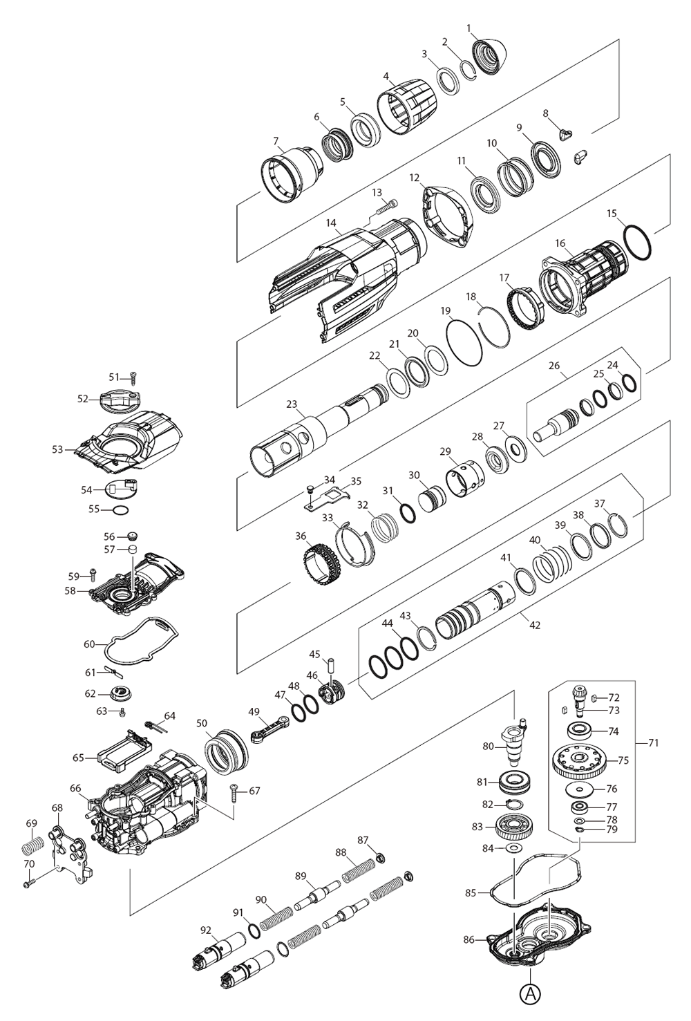 Fig-0 Diagram and Parts List for GRH05Z  Makita Hammer Drill