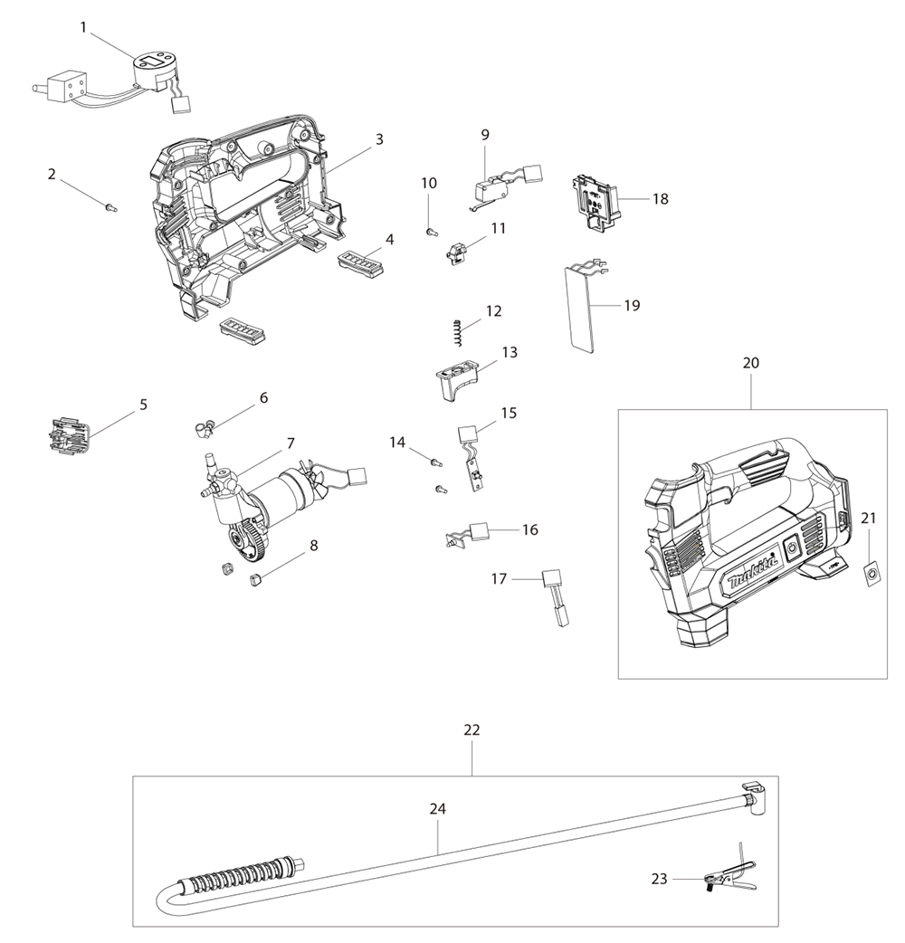 Fig-0 Diagram and Parts List for DMP180ZX  Makita Miscellaneous