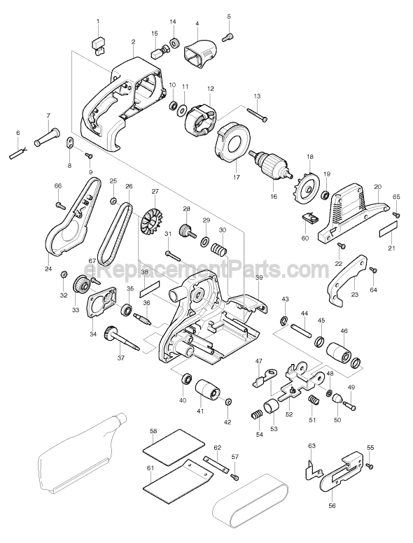 Page A Diagram and Parts List for 9903  Makita Sander Polisher