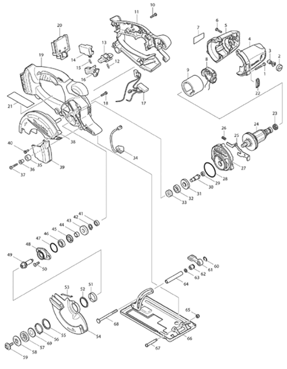 Diagram Diagram and Parts List for XSC01M  Makita Circular Saw