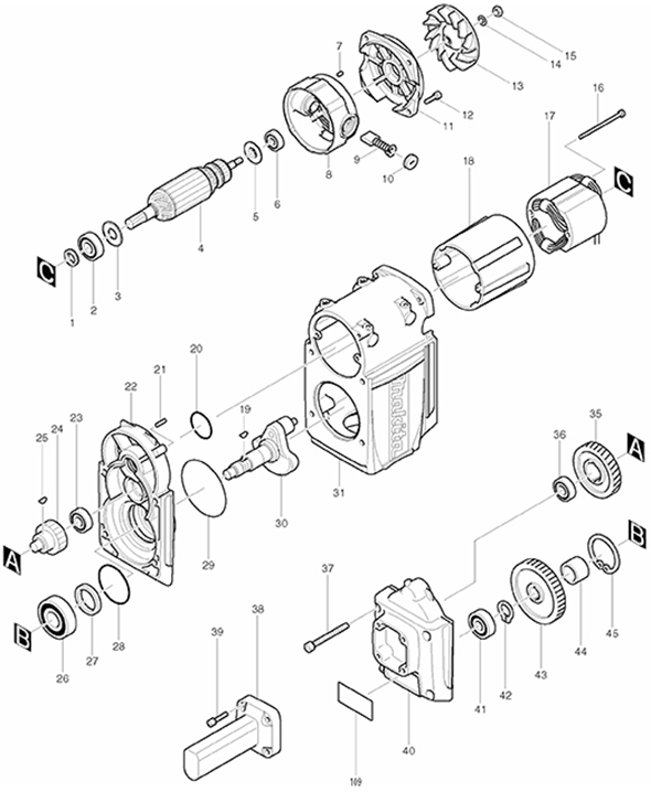 Diagram 1 Diagram and Parts List for HM1810X3  Makita Demolition Hammer