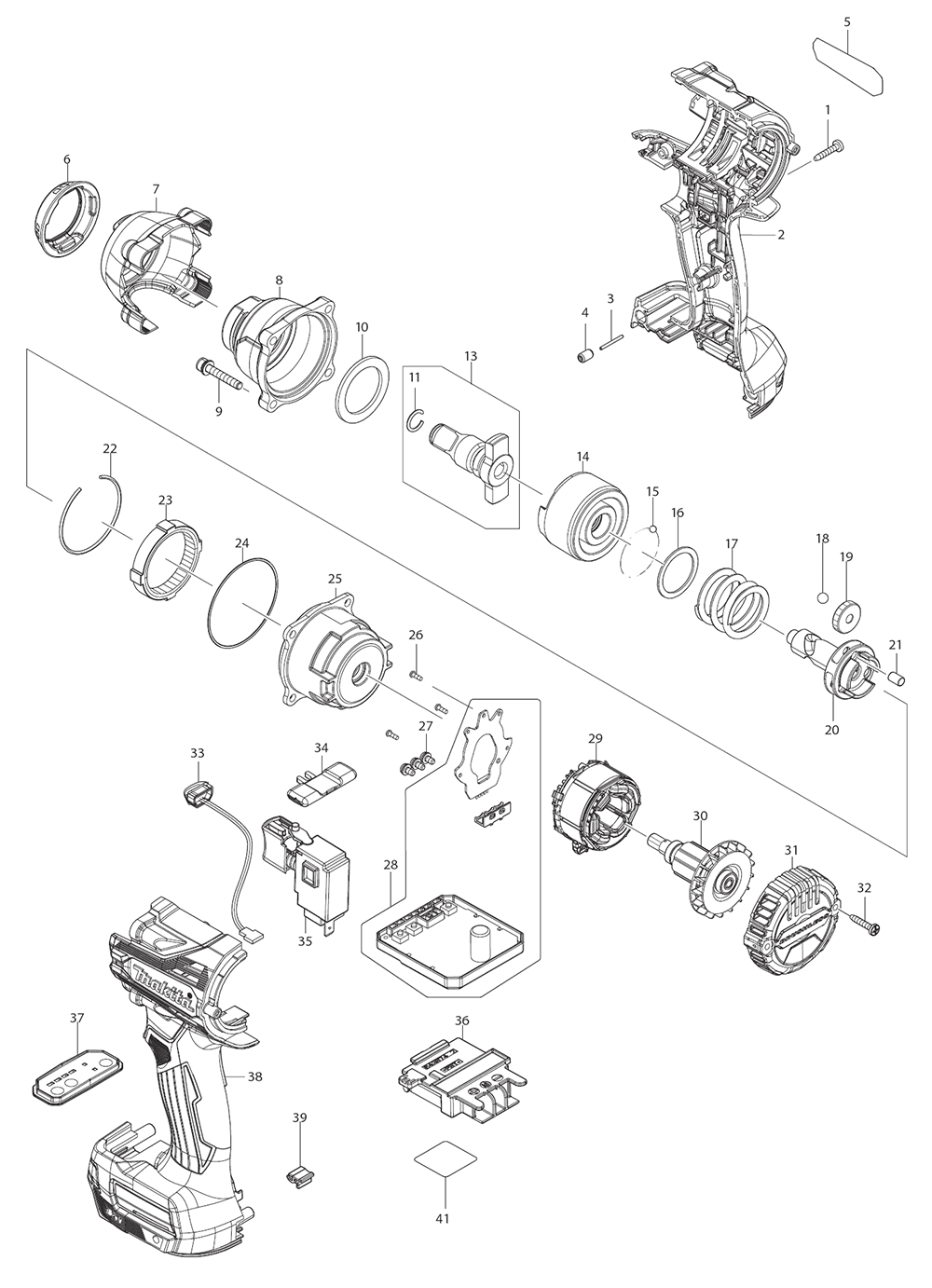 Fig-0 Diagram and Parts List for XWT14Z  Makita Wrench