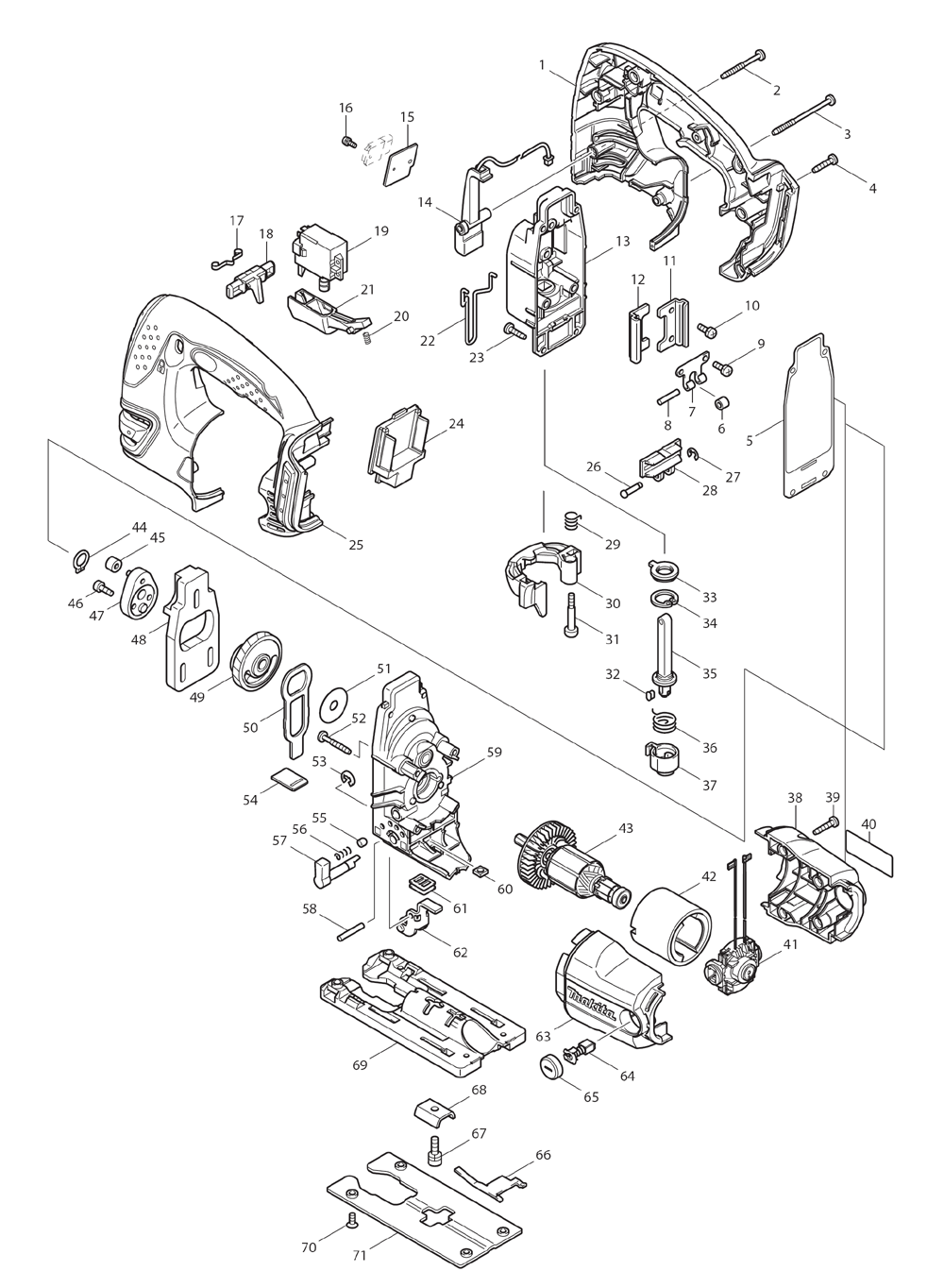 Page 1 Diagram and Parts List for XVJ03Z  Makita Saw