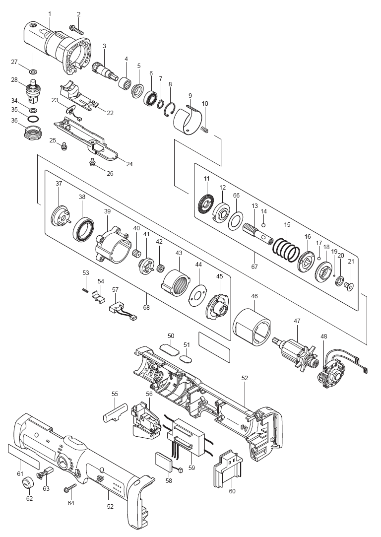 Page 1 Diagram and Parts List for BFL081FZ  Makita Screwdriver