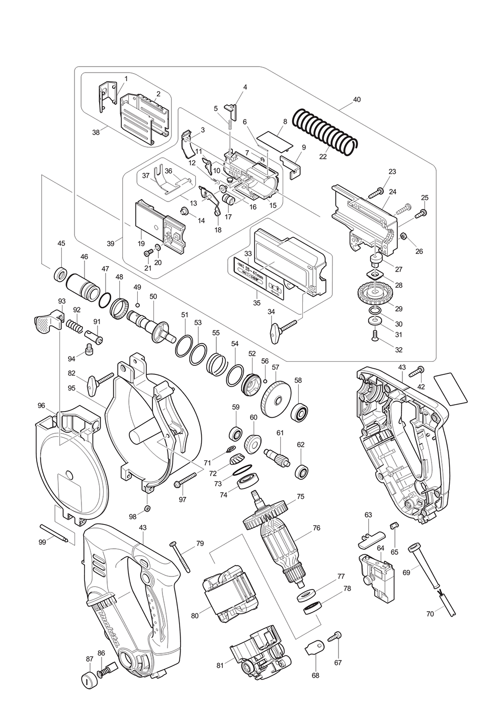 Page 1 Diagram and Parts List for 6845L Type 1 Makita Screwdriver