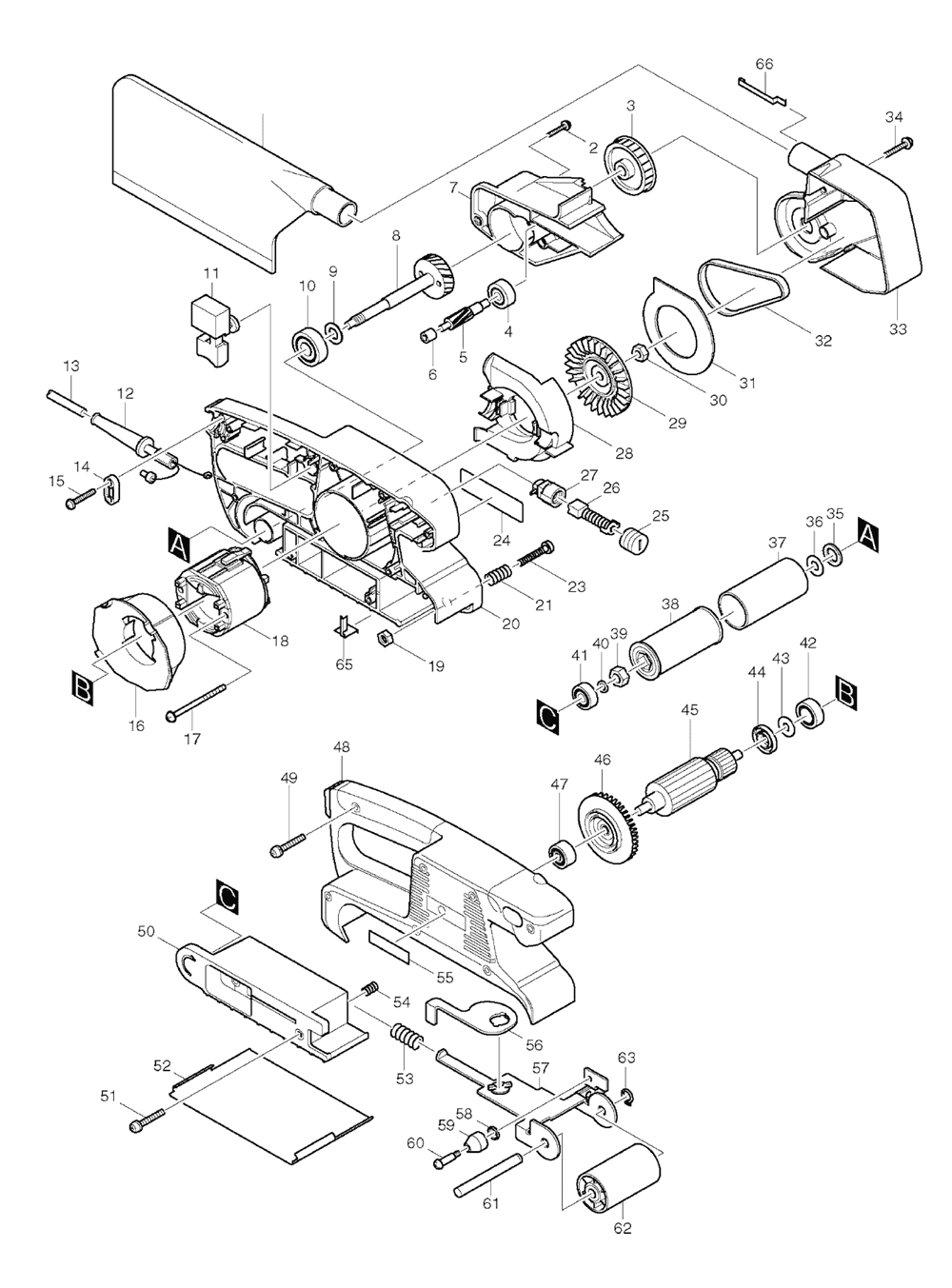 Page 1 Diagram and Parts List for 9910X  Makita Sander