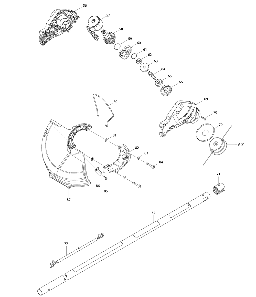 Page 1 Diagram and Parts List for XRU04M1  Makita Trimmer