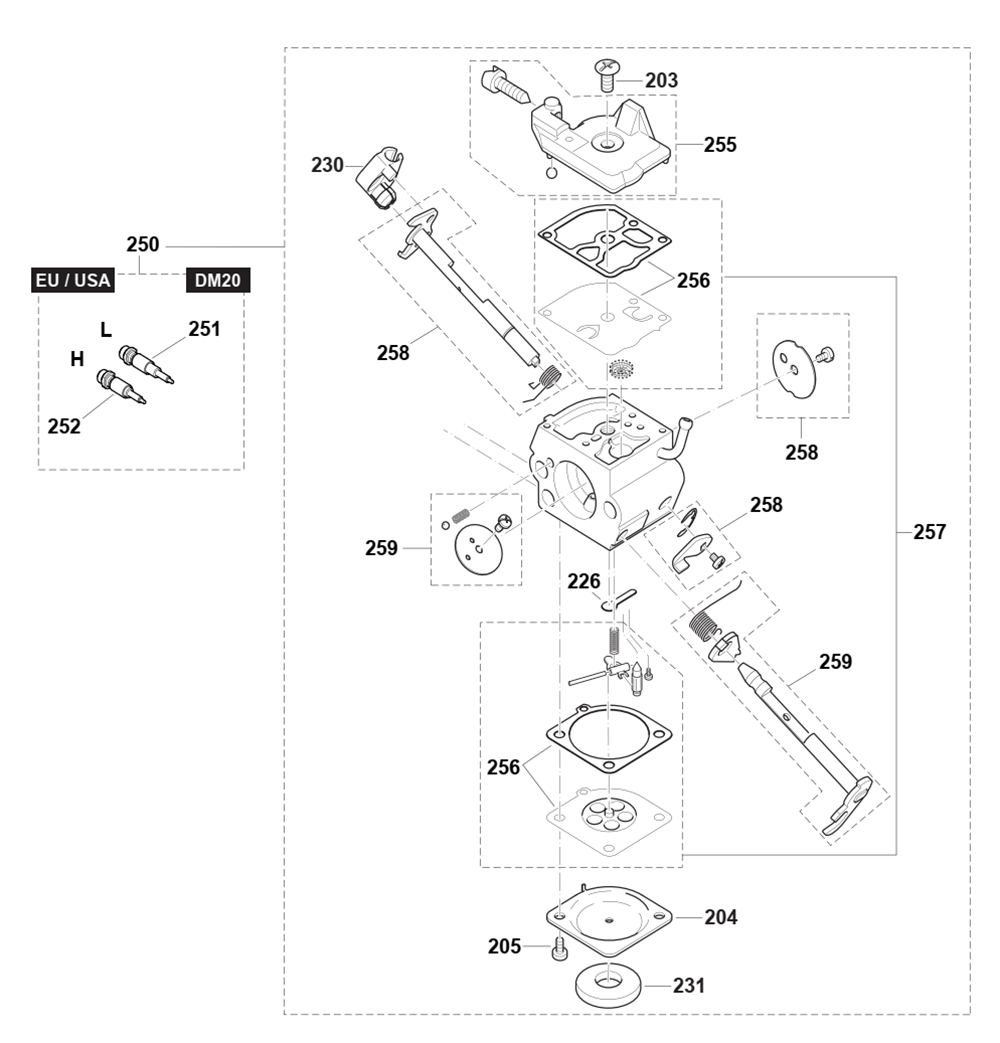 Fig-4 Diagram and Parts List for EA5000PRFL  Makita Chainsaw