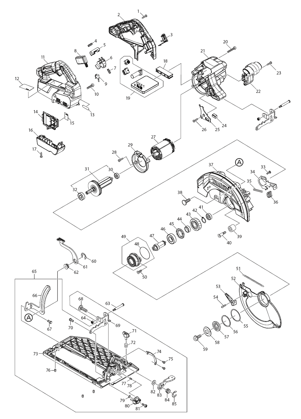 Fig-0 Diagram and Parts List for GSH01M1  Makita Circular Saw