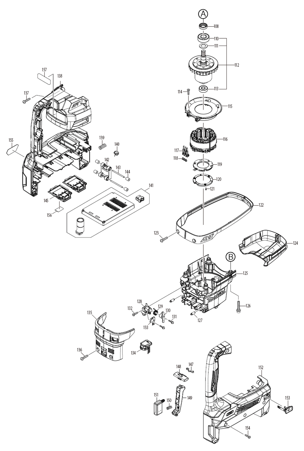 Fig-1 Diagram and Parts List for GRH06Z  Makita Hammer Drill