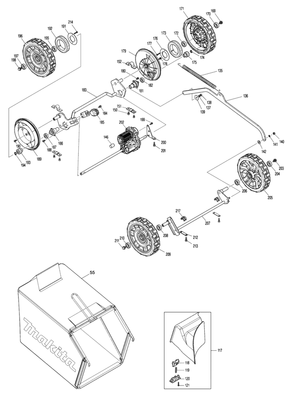 Diagram 4 Diagram and Parts List for XML09PT1  Makita Lawn Mower