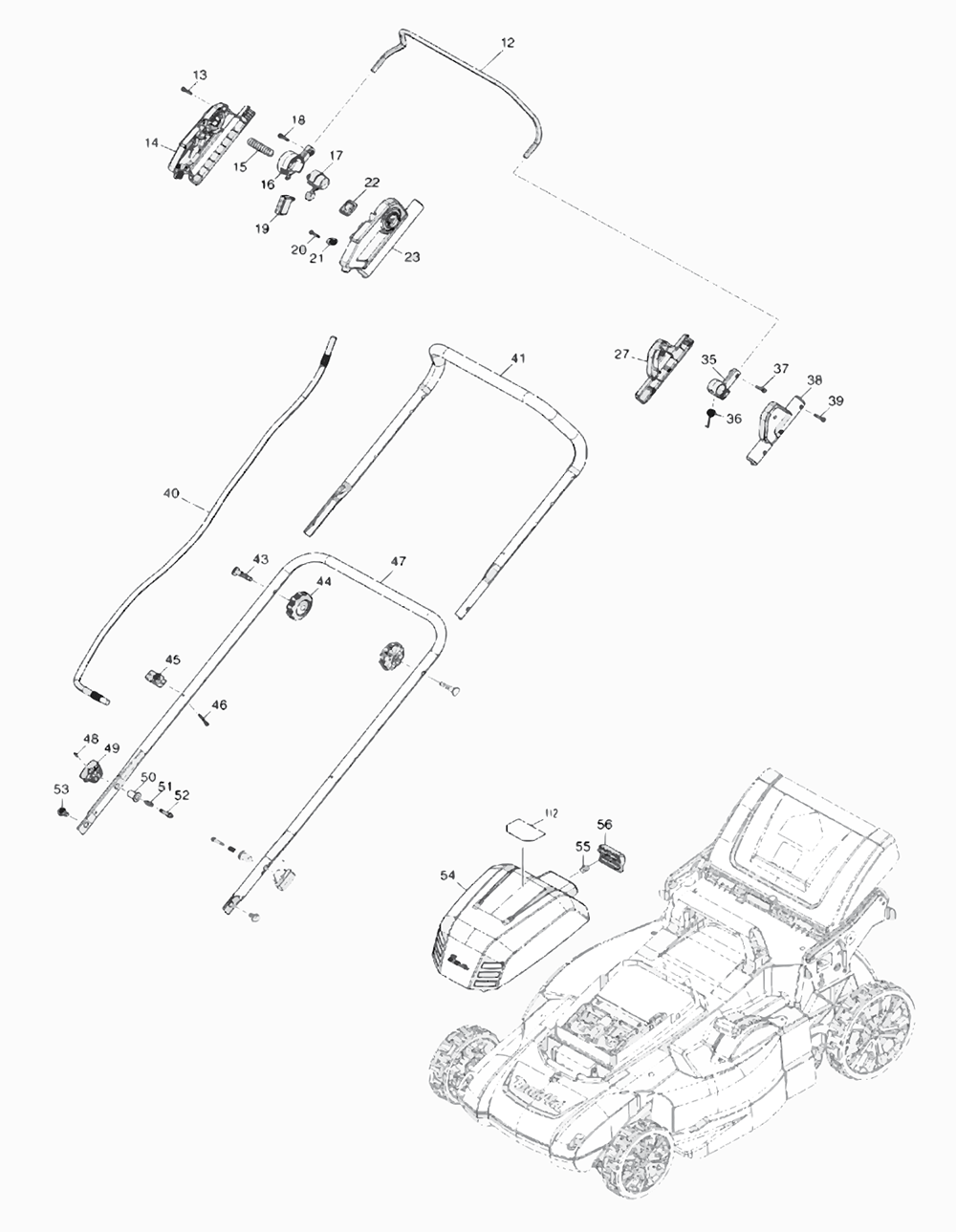 Fig-0 Diagram and Parts List for XML10Z  Makita Lawn Mower