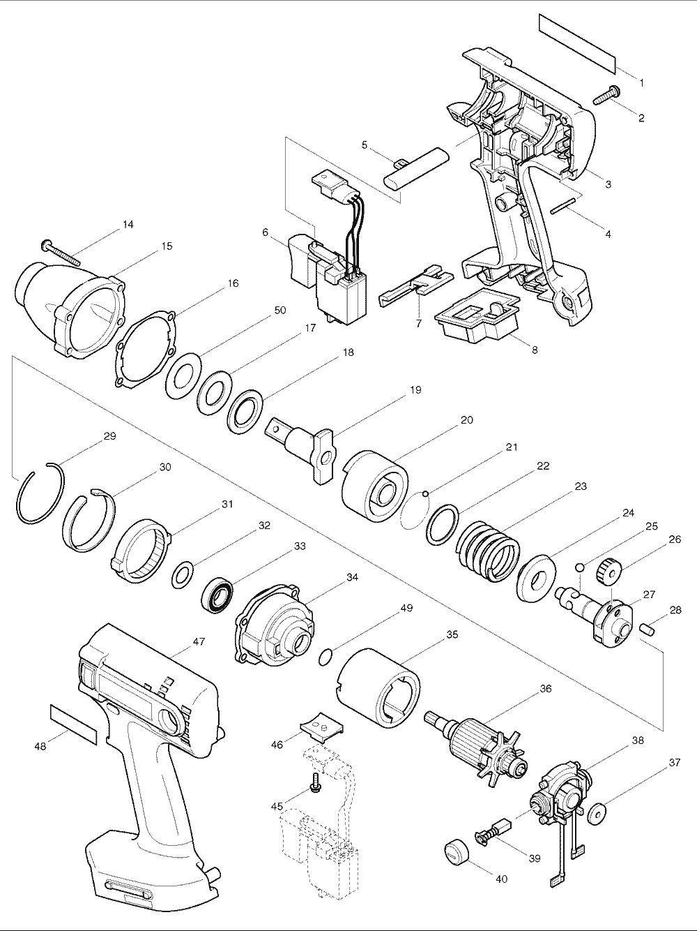 Page 1 Diagram and Parts List for BTW150  Makita Drill