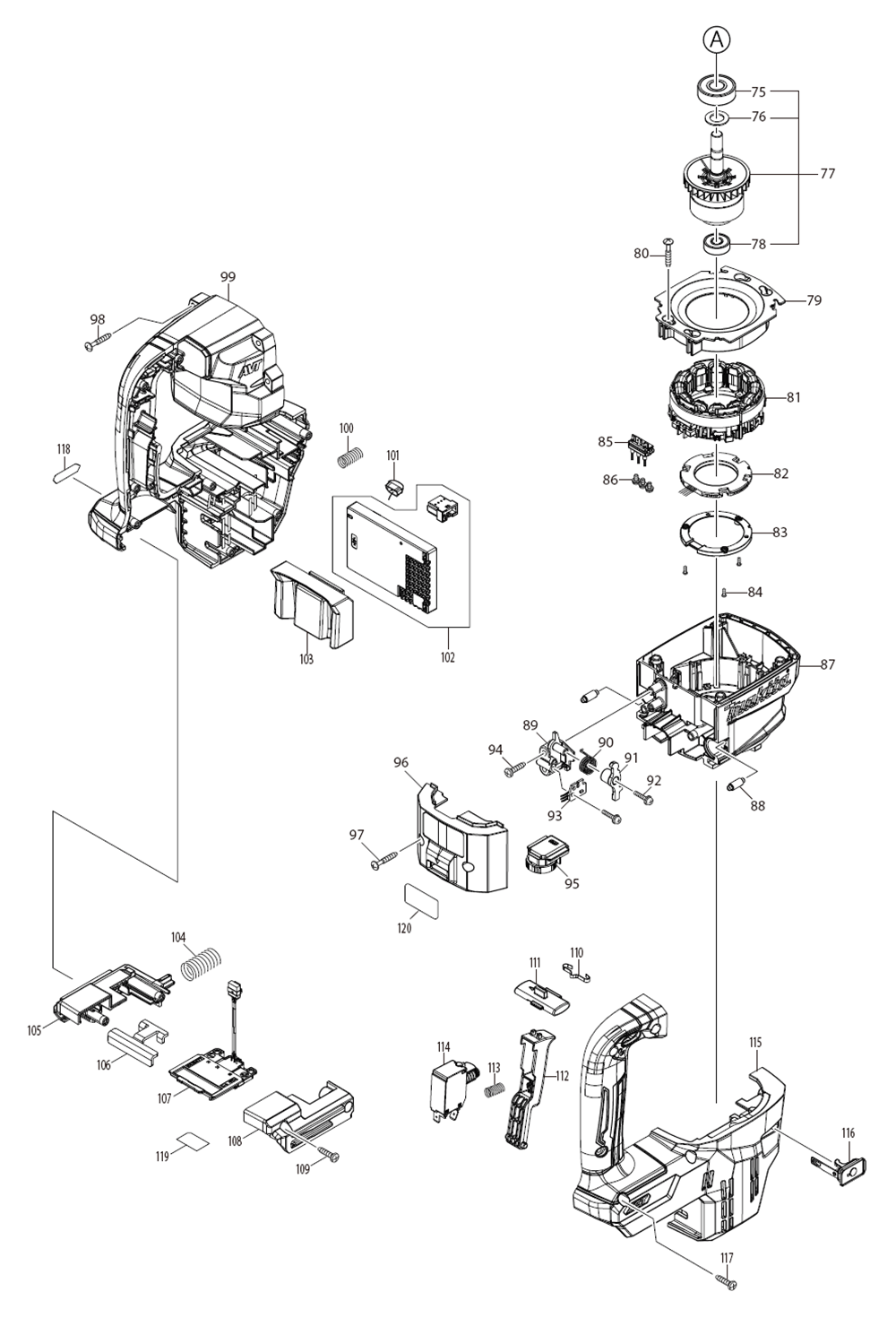 Fig-1 Diagram and Parts List for GMH01Z  Makita Demolition Hammer