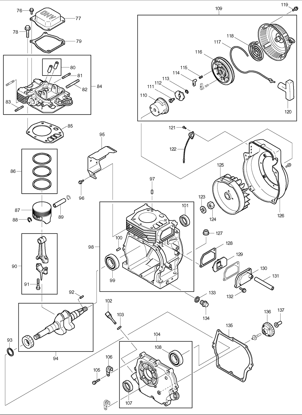 Page 1 Diagram and Parts List for G2410R  Makita Generator