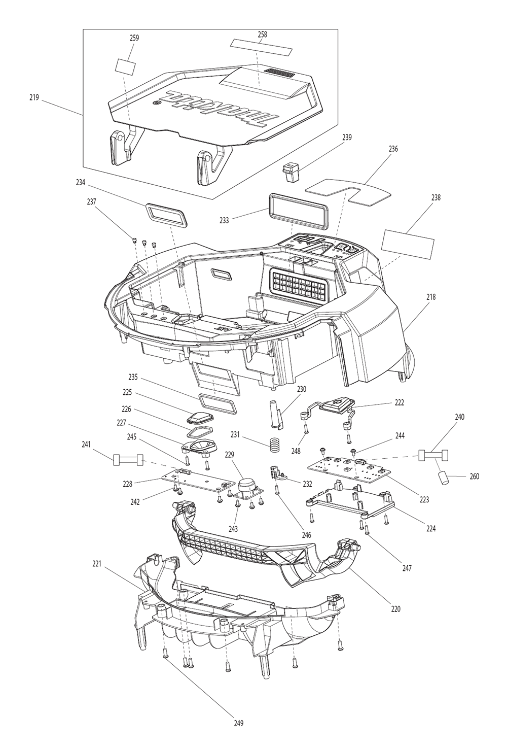 Page 10 Diagram and Parts List for DRC200Z  Makita Upright Vacuum