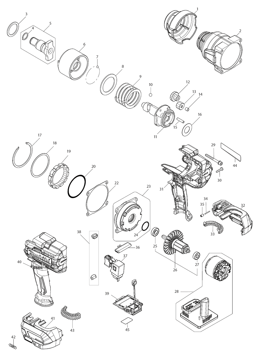 Fig-0 Diagram and Parts List for GWT01Z  Makita Wrench