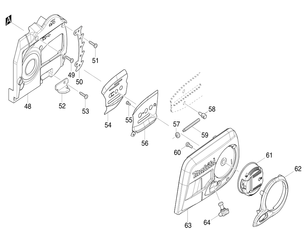 Fig-1 Diagram and Parts List for XCU04CM  Makita Chainsaw
