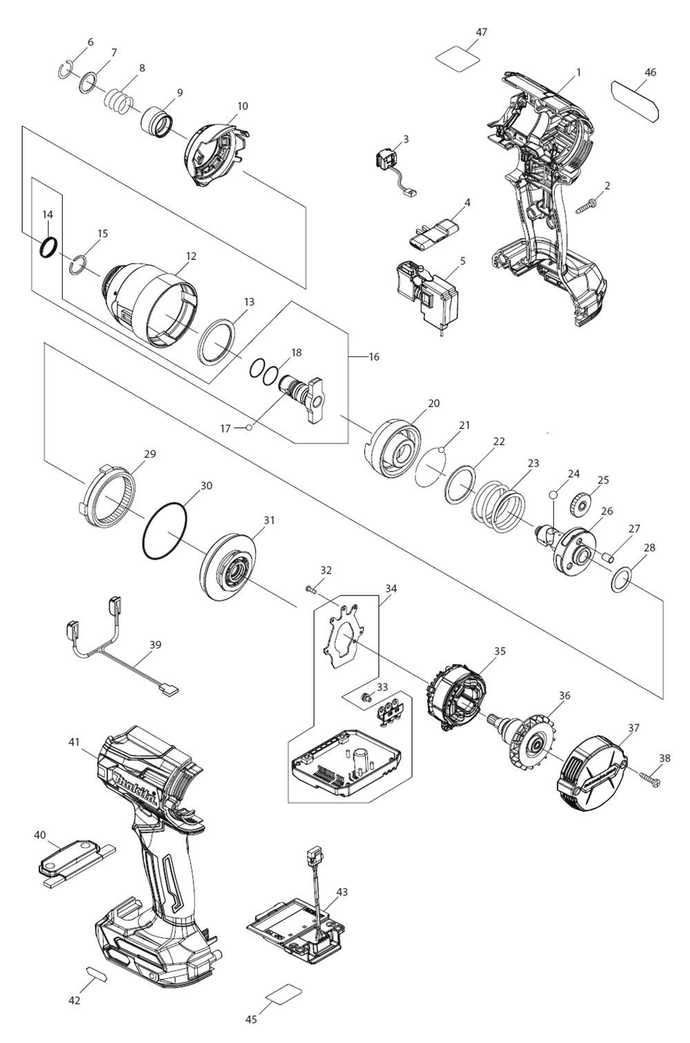 Fig-0 Diagram and Parts List for GDT01D  Makita Impact Driver