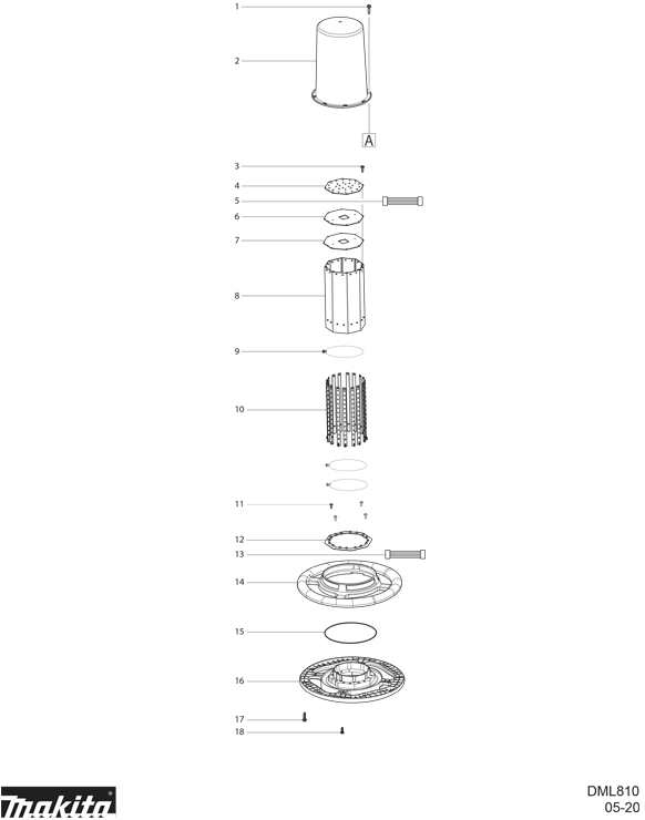 Diagram Diagram and Parts List for DML810  Makita Worklight & Flashlight