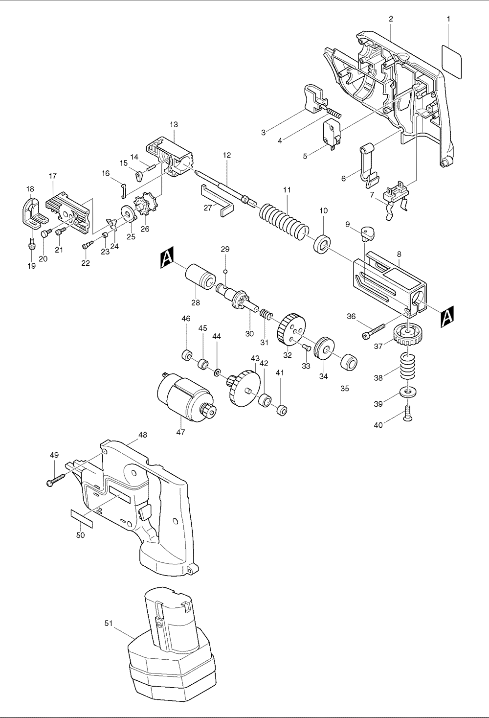 Page 1 Diagram and Parts List for 6831DWH  Makita Screwdriver