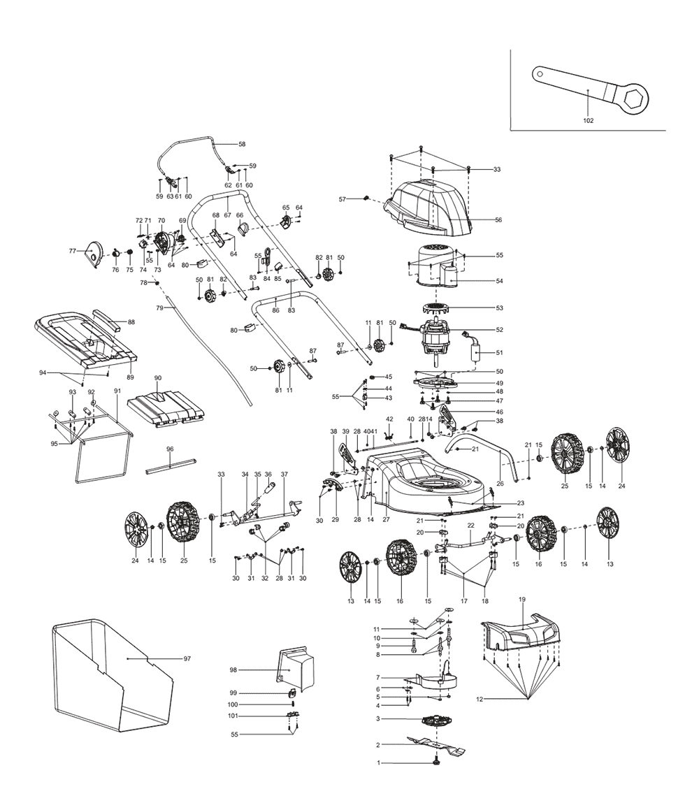 Page 1 Diagram and Parts List for ELM4610  Makita Lawn Mower