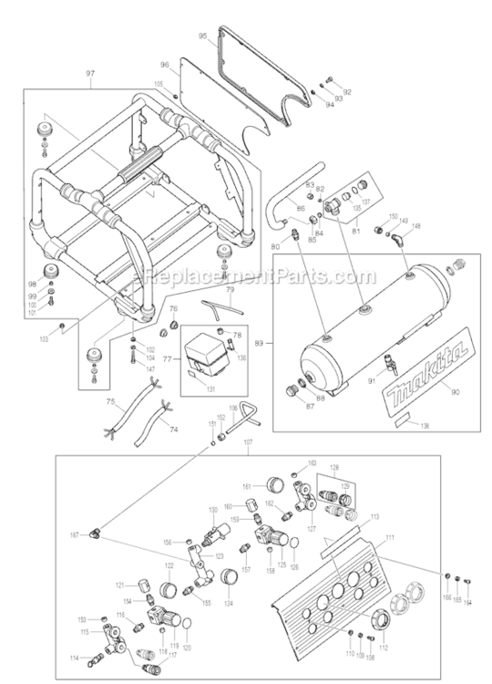 Page A Diagram and Parts List for AC310H  Makita Compressor