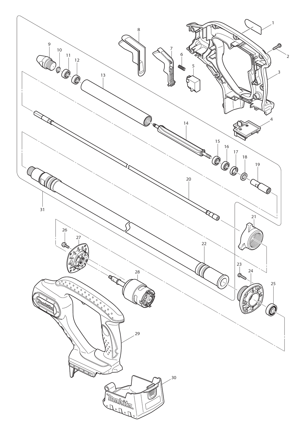 Page 1 Diagram and Parts List for XRV01Z  Makita Lawn Tractor