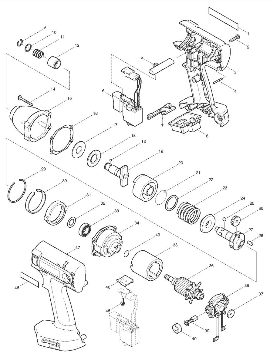 Page 1 Diagram and Parts List for BTD145  Makita Drill