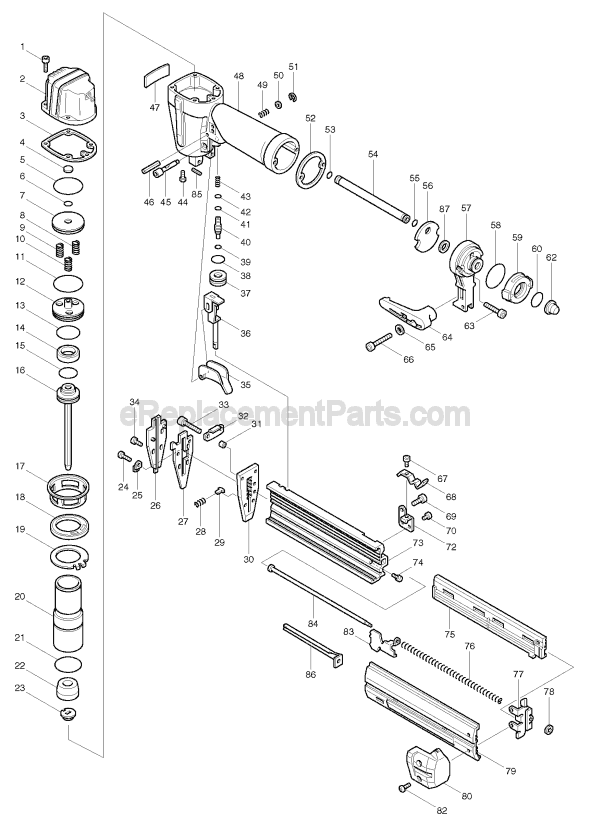 Page A Diagram and Parts List for AF501  Makita Nailer