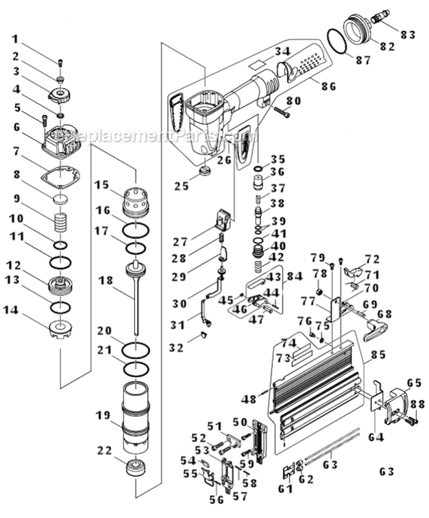 Page A Diagram and Parts List for AF505N  Makita Nailer