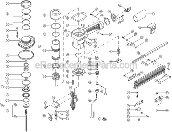 Page A Diagram and Parts List for AF633  Makita Nailer