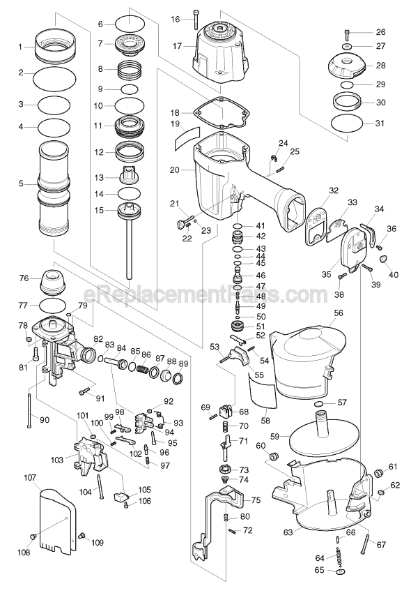 Page A Diagram and Parts List for AN901  Makita Nailer