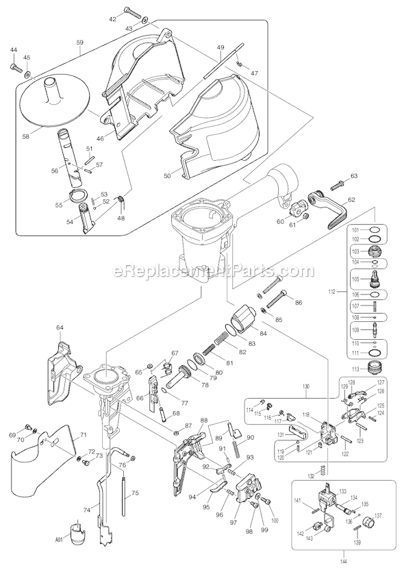 Page B Diagram and Parts List for AN911  Makita Nailer