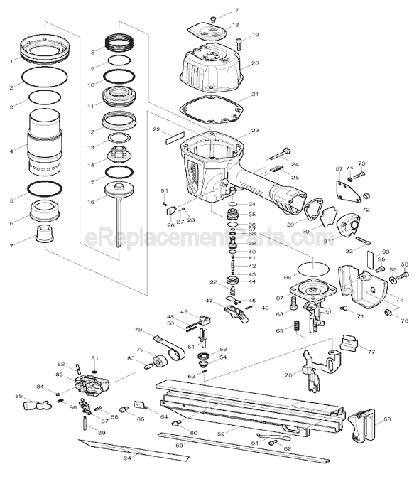 Page A Diagram and Parts List for AN923  Makita Nailer
