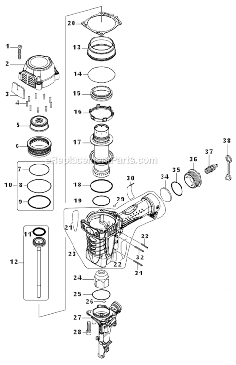 Page A Diagram and Parts List for AN930H  Makita Nailer