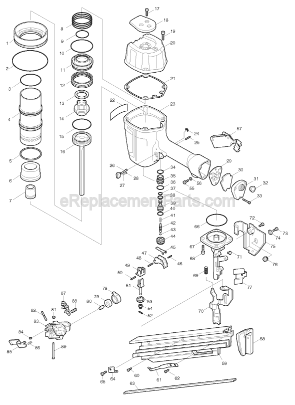 Page A Diagram and Parts List for AN942  Makita Nailer