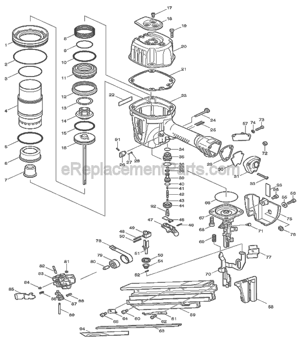 Page A Diagram and Parts List for AN943  Makita Nailer